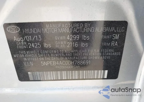 2013 Hyundai Sonata Gls from USA, damaged, VIN 5NPEB4AC0DH788691
